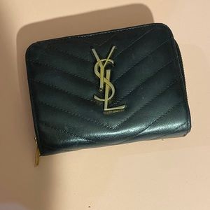 YSL MONOGRAM WALLET IN GRAIN DE POUDRE EMBOSSED LEATHER
